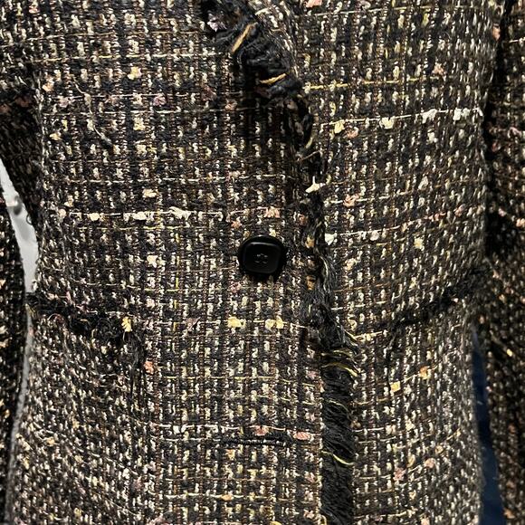 Requirements Tweed Blazer Jacket Fringe Trim Multicolor Old Money Career Size 12 - Picture 4 of 9